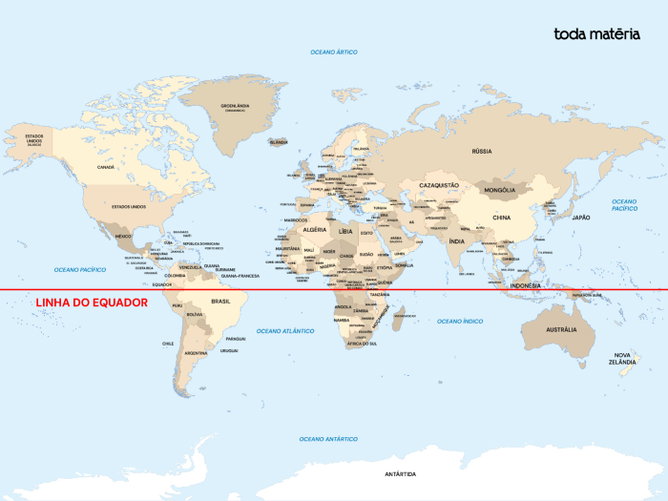 Linha do Equador: o que é, onde fica e para quê serve (com mapas)