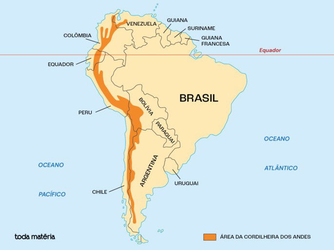 Localização da Cordilheira dos Andes
