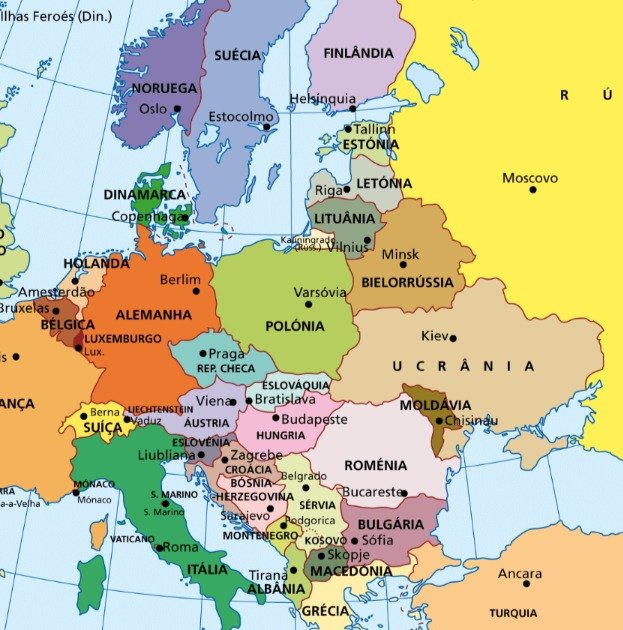 Mapa da Europa - Toda Matéria