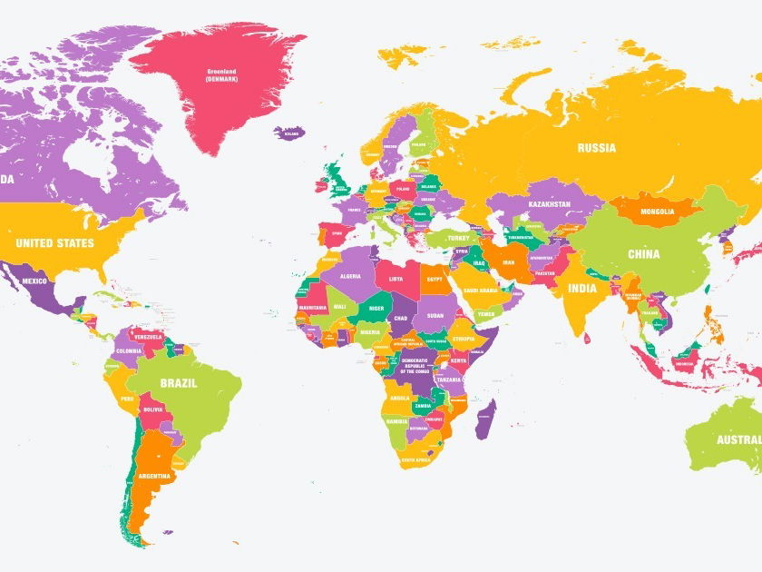 mapa mundial com continentes