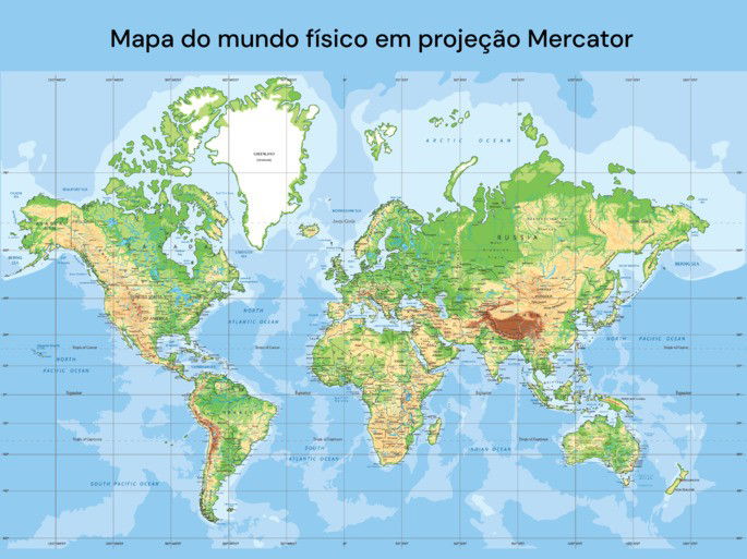 Mapa-múndi em projeção de Mercator