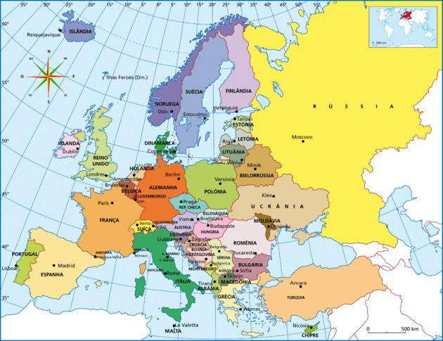 Mapa da Europa - Toda Matéria