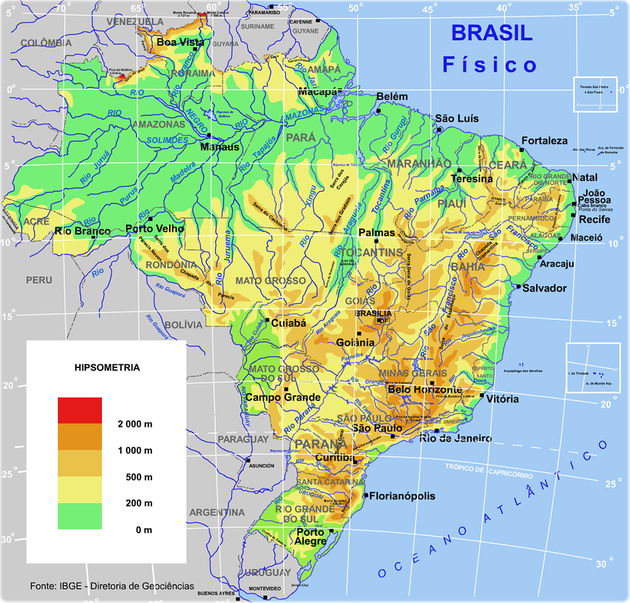 Mapa geográfico representando os distritos de Portugal. Os