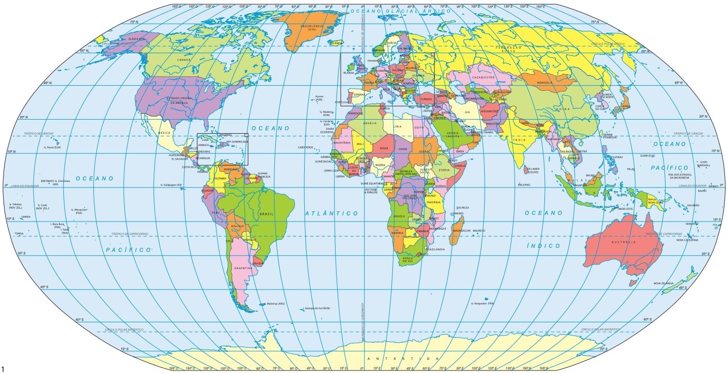 mapa-múndi: continentes, países e oceanos - toda matéria