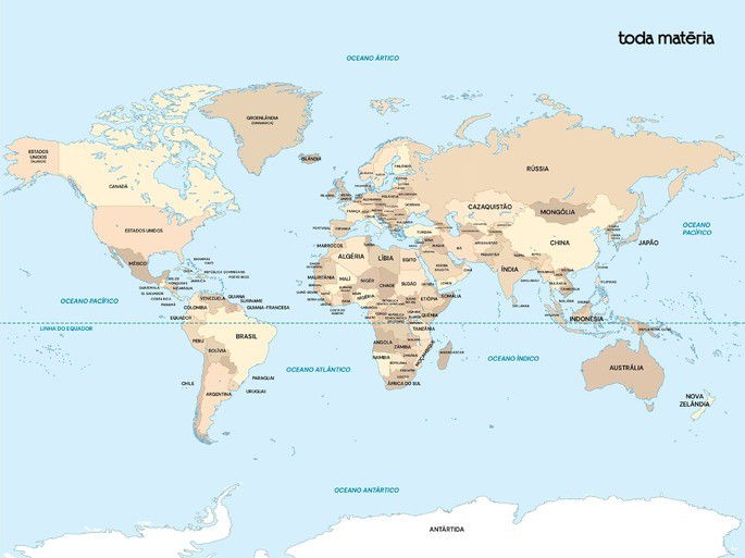 Representação do mapa-múndi político