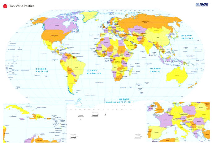 MAPA MUNDI - PLANISFÉRIO POLÍTICO