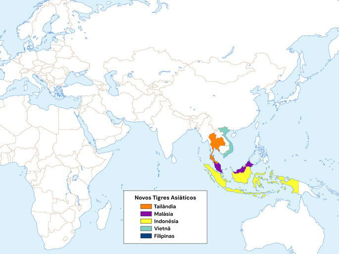 Mapa dos Novos Tigres Asiáticos