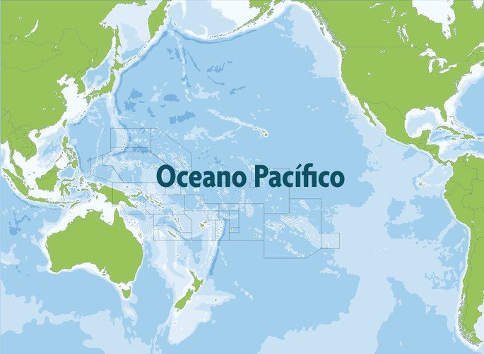 Mapa do Oceano Pacífico