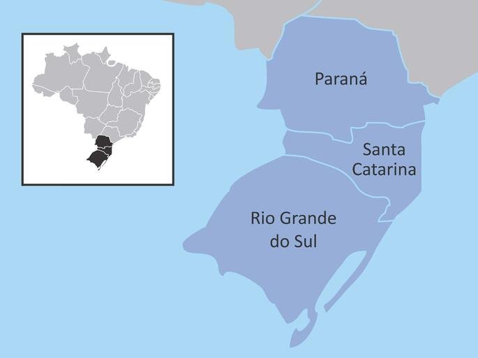 Mapa da Região Sul do Brasil