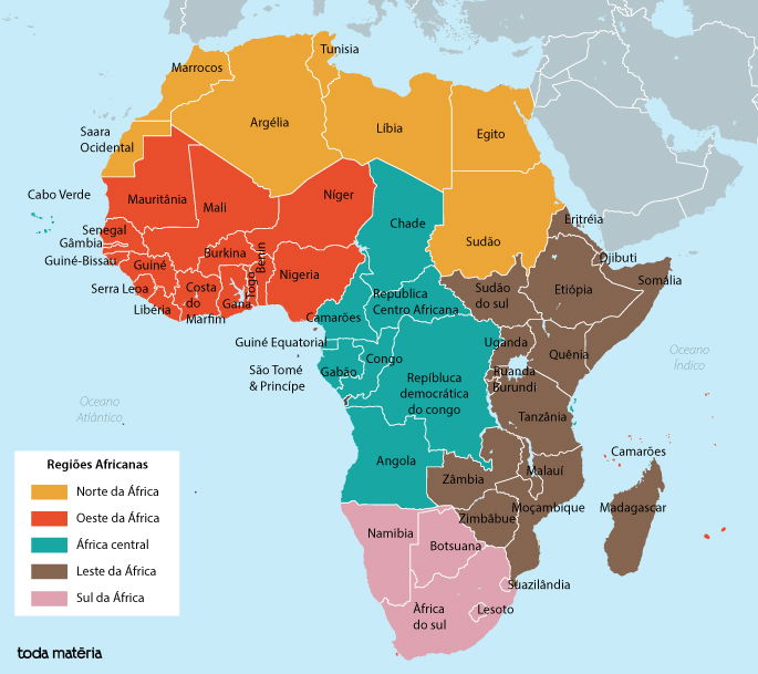 Países da África: mapa, capitais, áreas, idiomas e moedas - Toda