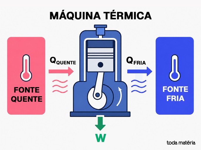 Esquema de uma m&aacute;quina t&eacute;rmica