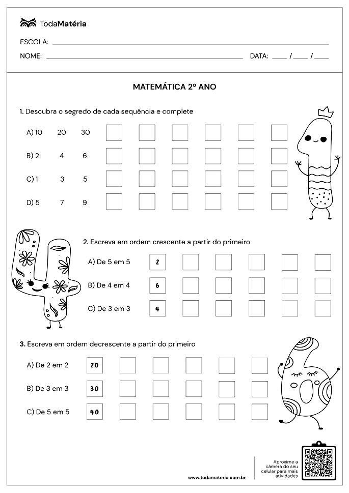 Atividades de Matemática para Segunda Série - Atividades de Matematica