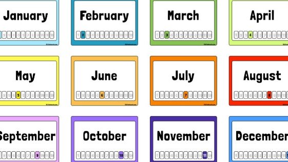 Aprendendo os dias da semana e meses do ano em inglês