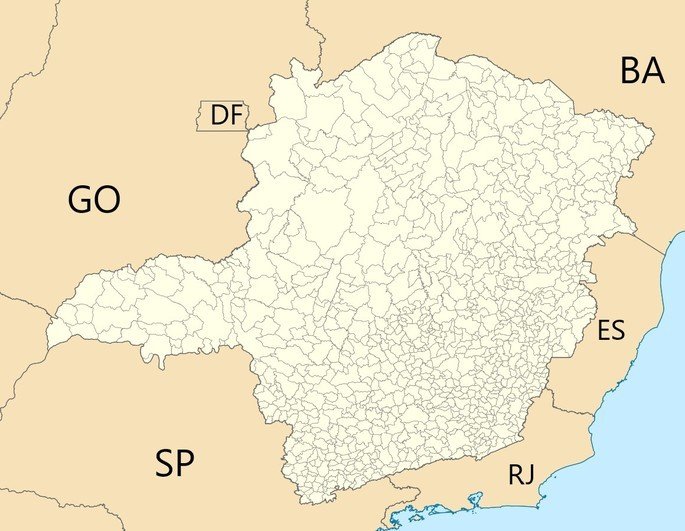 Minas Gerais mapa político