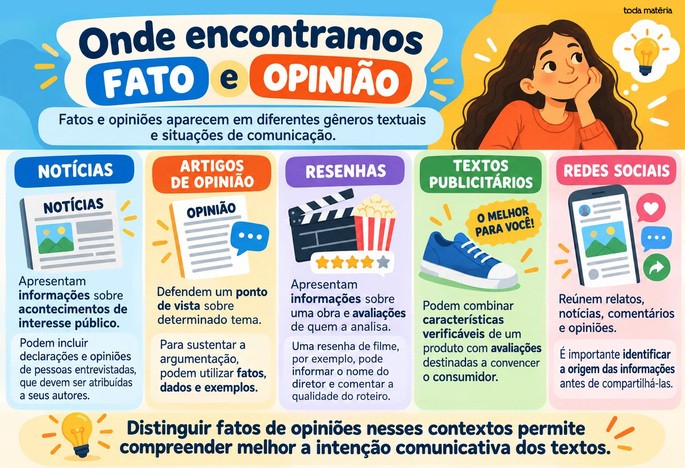 Onde encontramos FATOS E OPINI&Otilde;ES?
