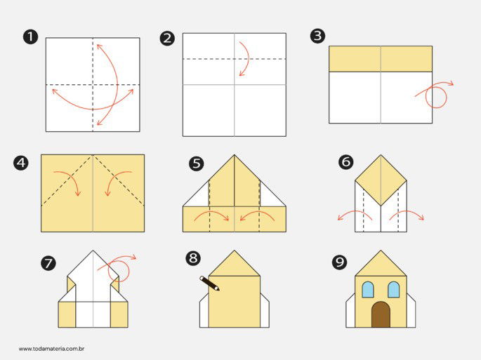 passo a passo de origami de castelo