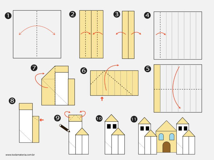 passo a passo de origami de torres de castelo
