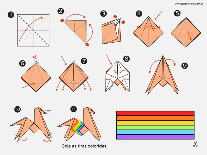 passo a passo de origami de cavalo