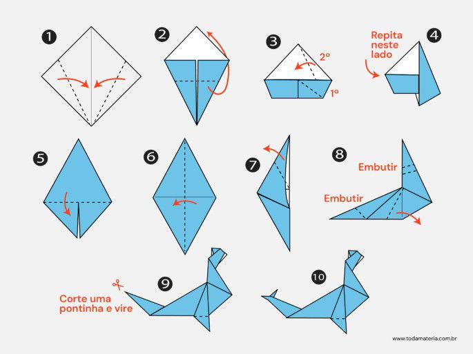 passo a passo de origami de foca