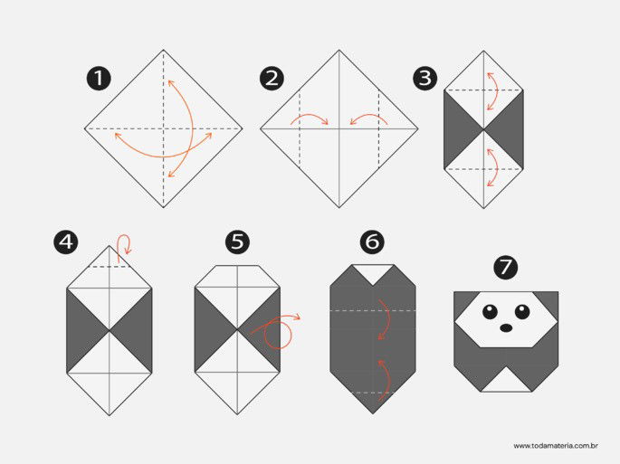 passo a passo de origami de panda