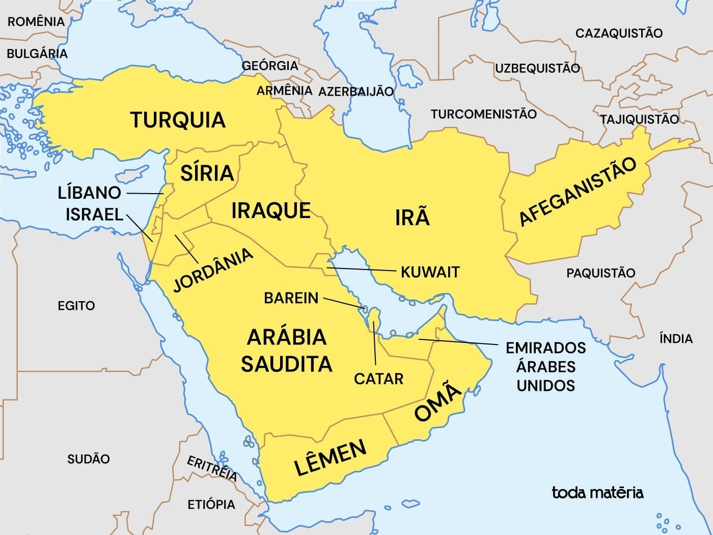 Países do Oriente Médio: quais são e suas características - Toda Matéria