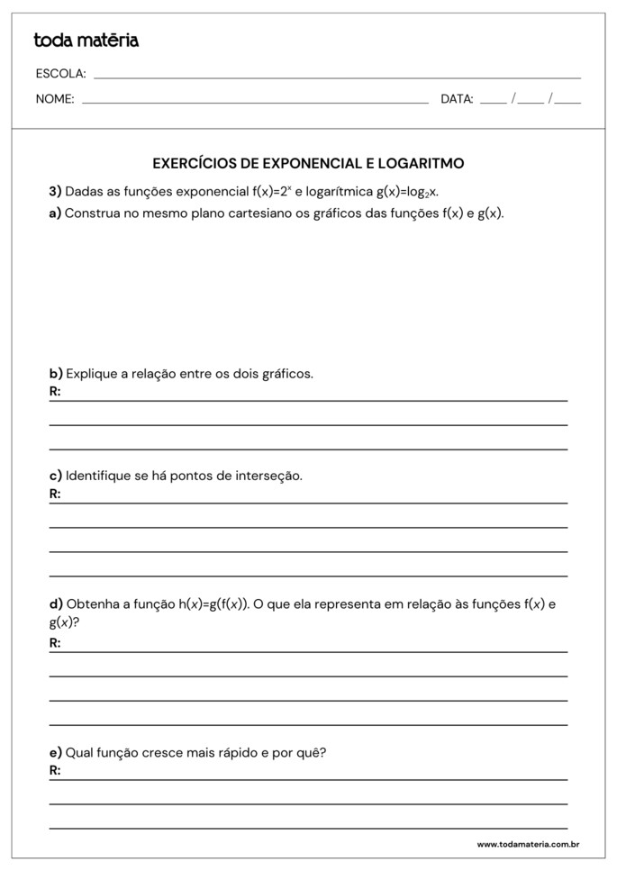 atividades sobre exponencial e logaritmo para 2º ano do ensino médio_folha 2