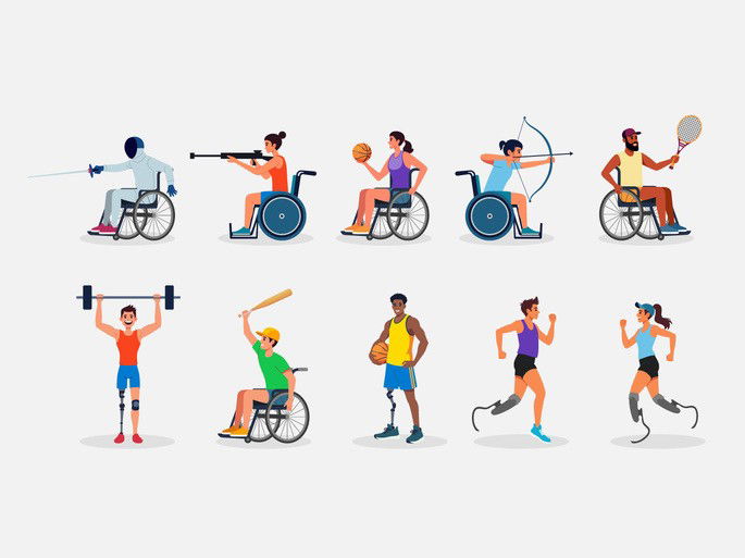 Diversas representações de atletas paralímpicos