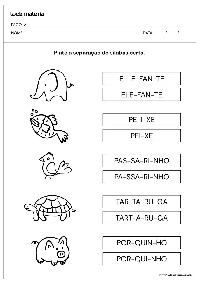 Atividades De Separação De Sílabas 2º Ano Do Ensino Fundamental Toda Matéria 6323