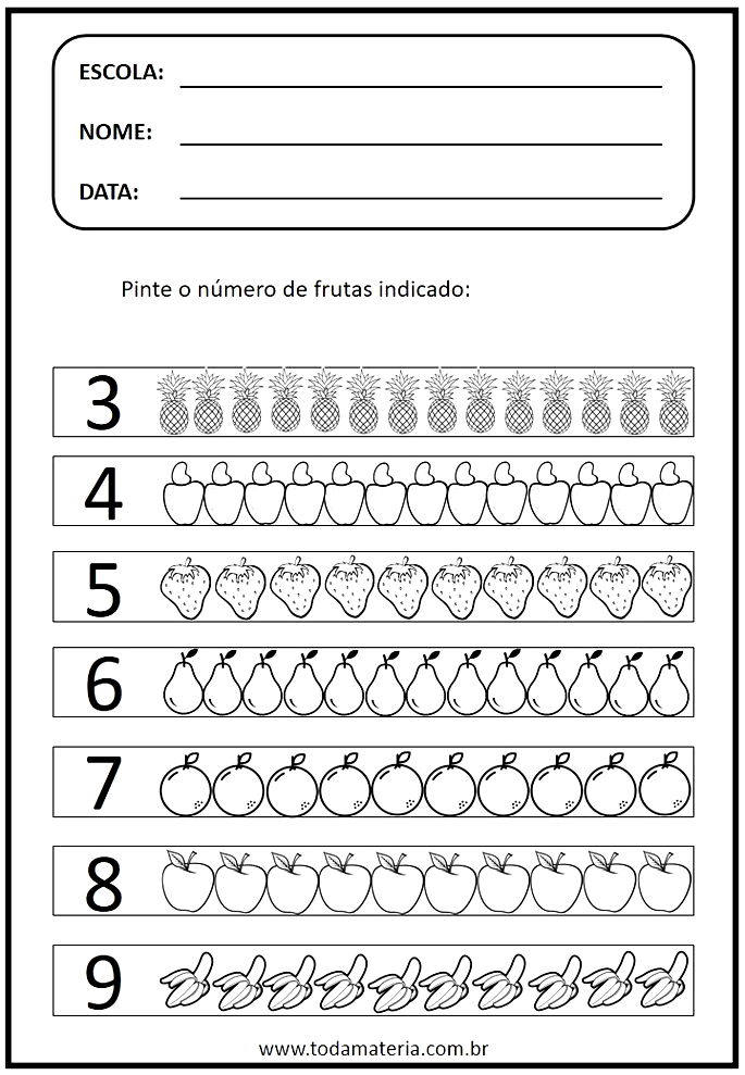 Atividades com os Números de 1 a 5 – Educação Infantil