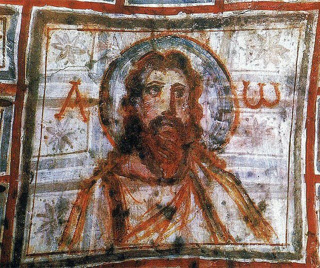 Pintura mural de Jesus Cristo · Catacumbas de Comodila, Roma · Século XVI. IV d. C.