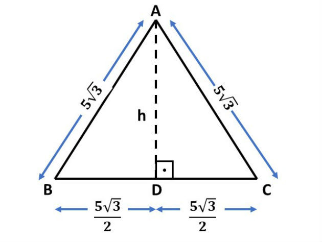 EjerciciosTeorema de Pitágoras: triángulo equilátero