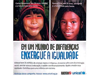 Pôster da unicef sobre enxergar um mundo de diferenças - enunciado enem 2025
