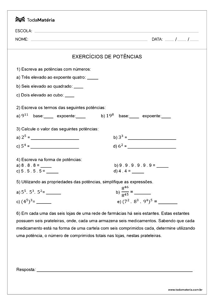 Prova de matematica 6 ano