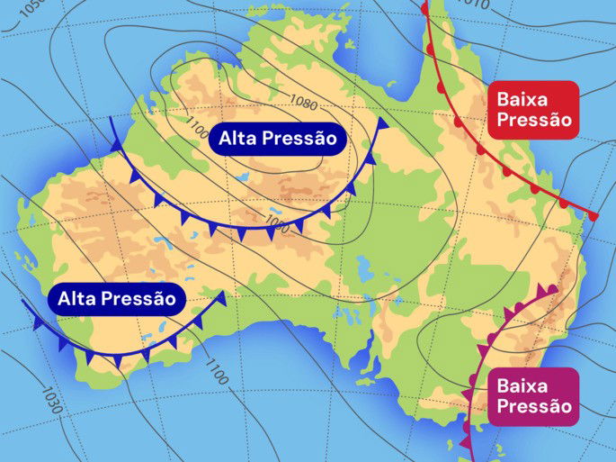 Encontro de frentes de ar na Austrália