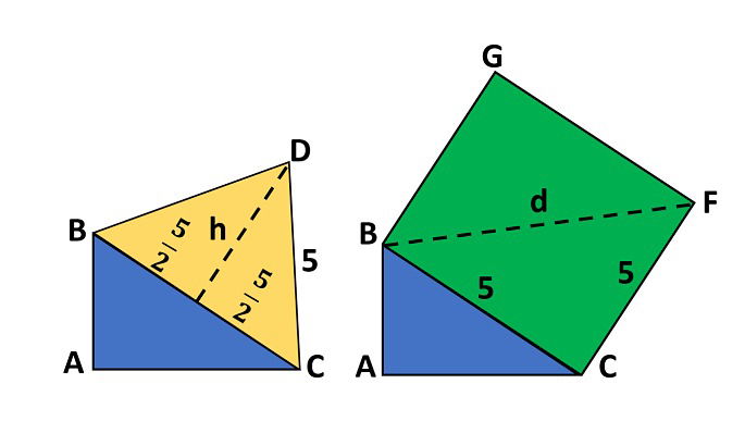 Ejercicio sobre teorema de Pitágoras: figuras geométricas 2