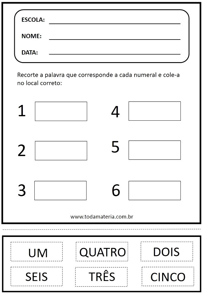 Atividades com os Números de 1 a 5 – Educação Infantil