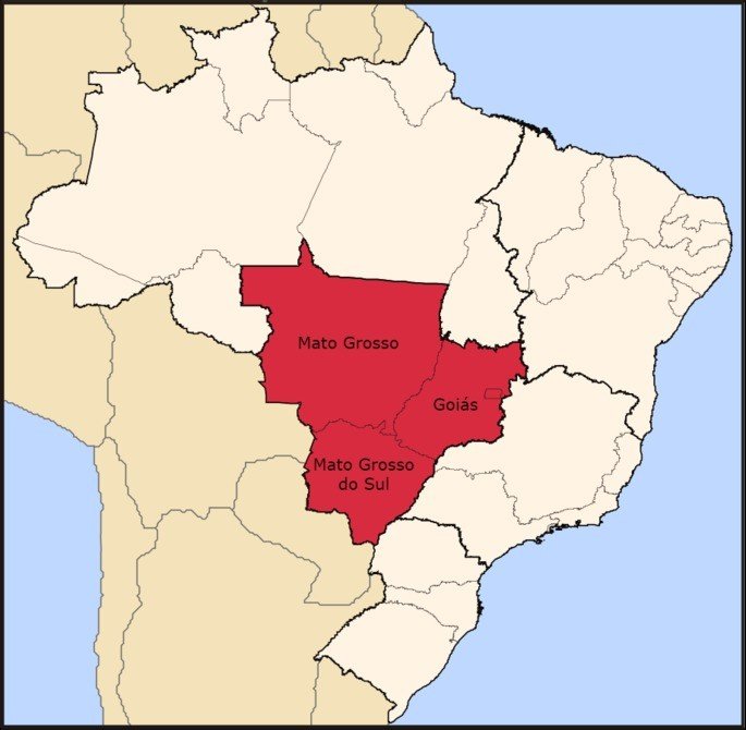mapa da região centro-oeste do Brasil