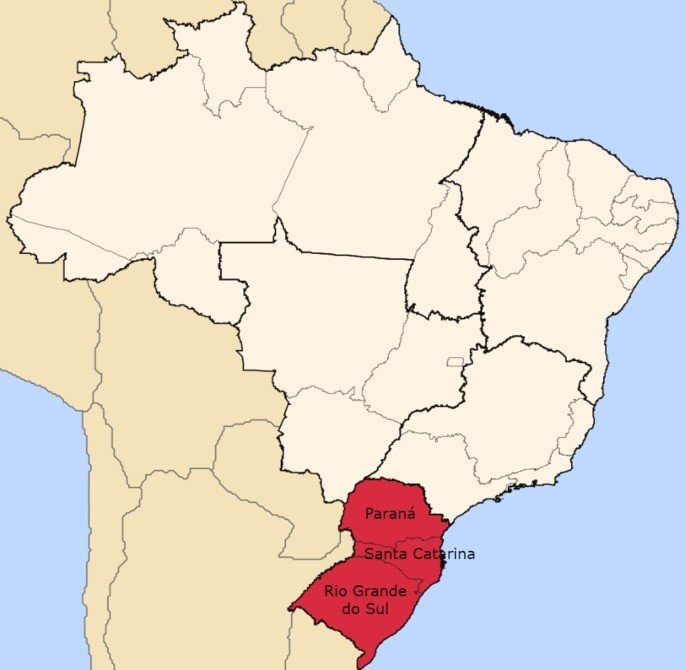 mapa da região sul do Brasil
