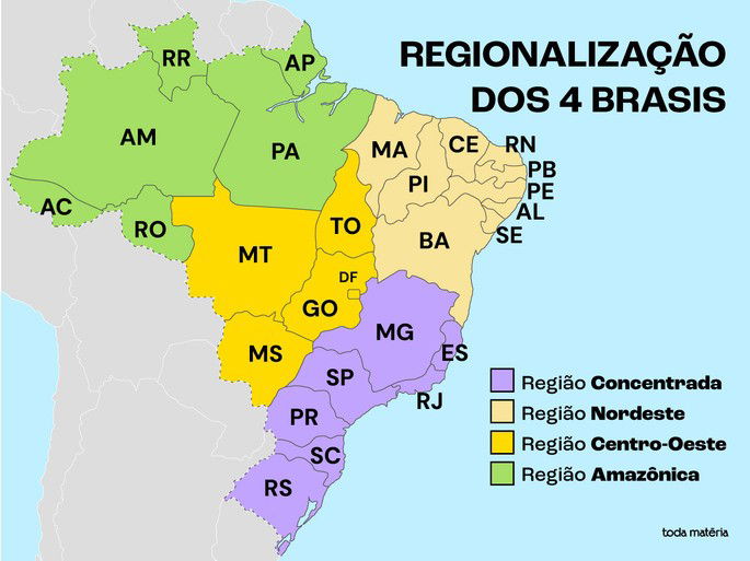 Regionaliza&ccedil;&atilde;o dos 4 brasis