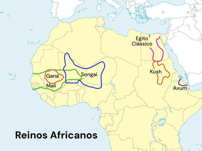 mapa da localização dos reinos africanos