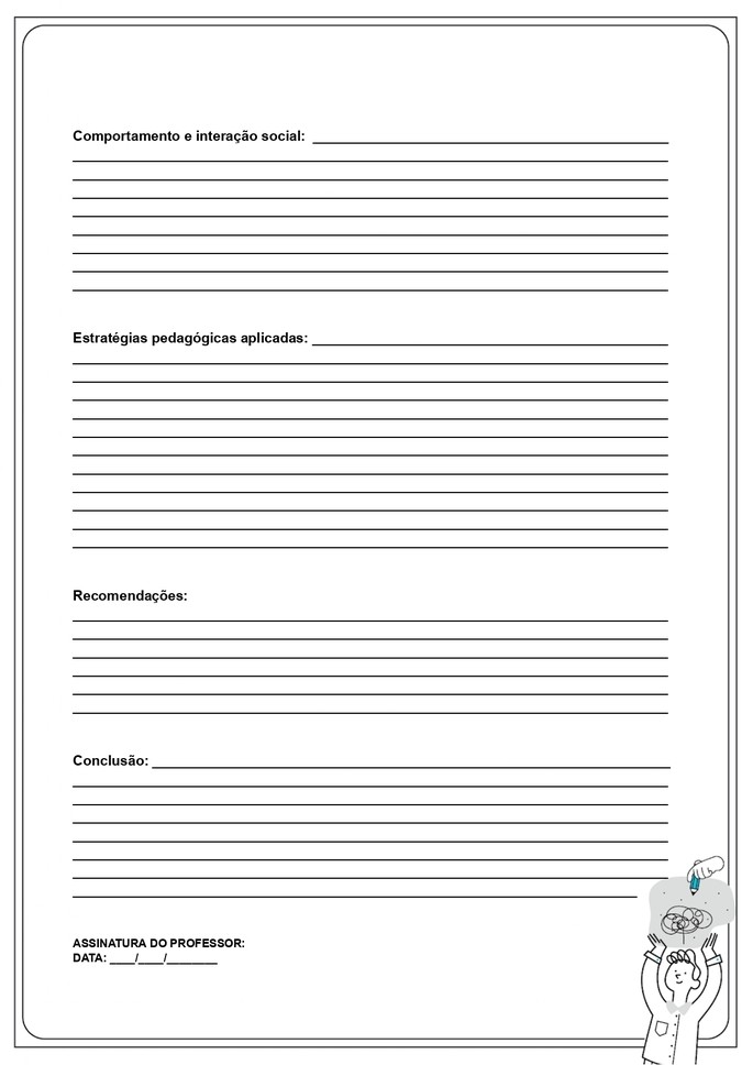 Modelo de relat&oacute;rio para alunos com TDAH para impress&atilde;o - p&aacute;gina 2.