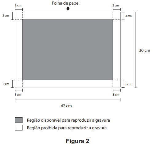 reprodução de fravura em papel retangular com 42 cm de comprimento e 30 cm de altura