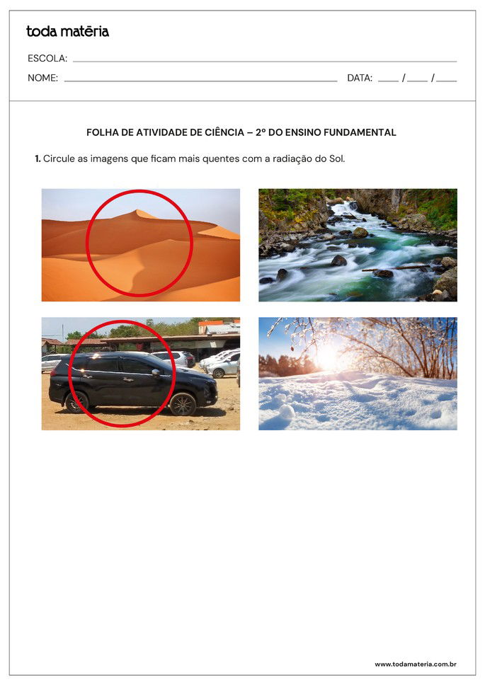 Resposta da folha de atividade 06 de ciências para o fundamental - 2 ano