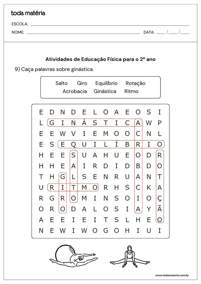 respostas para as Atividades de Educação Física para o  2º ano do Fundamental