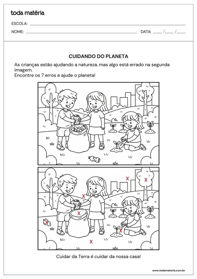 resposta do jogo dos 7 erros para educação infantil_cuidando do planeta