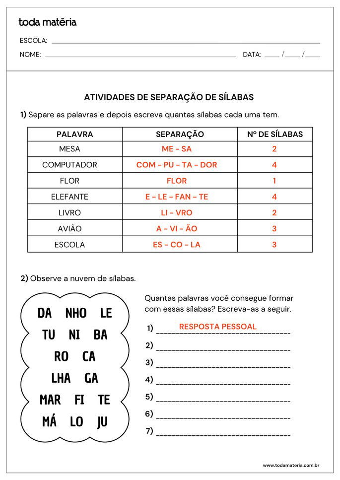 Respostas da atividade.