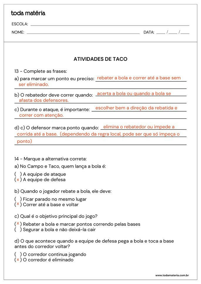 atividades de campo e taco 5 respostas