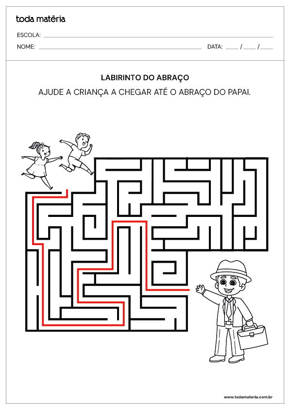 resposta da atividade de labirinto para o dia dos pais