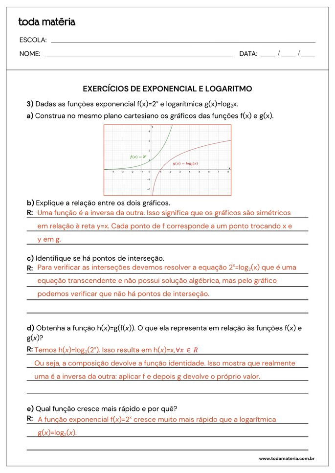 atividades sobre exponencial e logaritmo para 2º ano do ensino médio_folha de resposta 2
