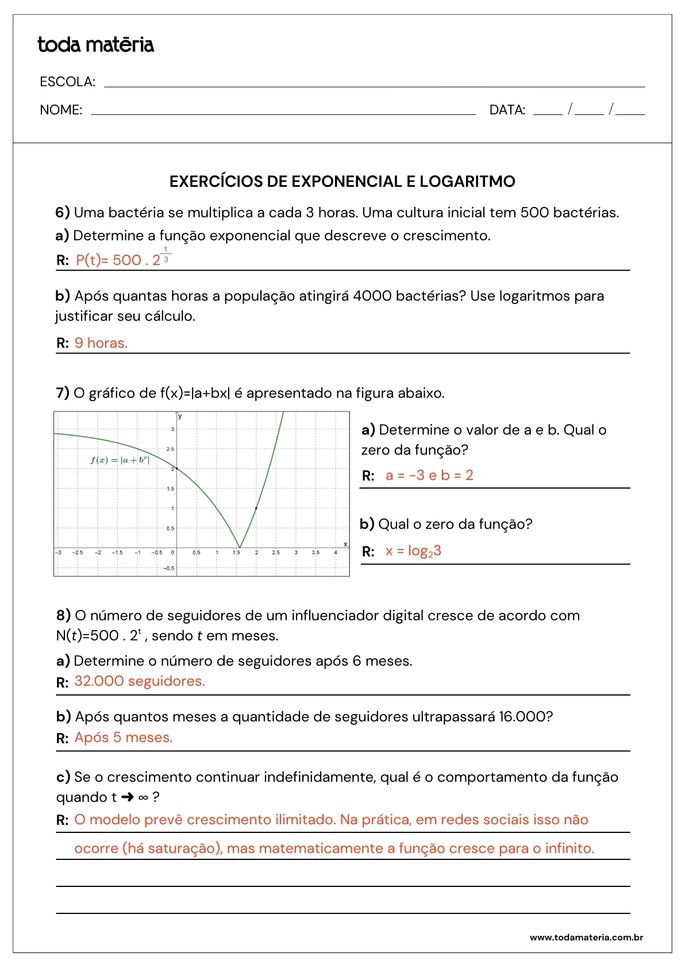 atividades sobre exponencial e logaritmo para 2º ano do ensino médio_folha de resposta 4